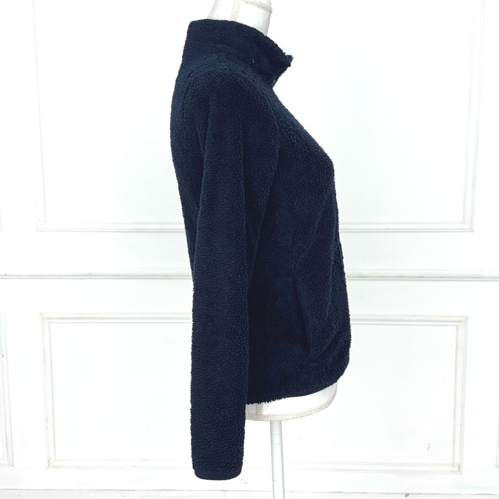 Uniqlo Fluffy Yarn Fleece Full-Zip Jacket Women S Navy Blue Soft Teddy Gorpcore - Picture 7 of 8